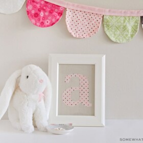 a letter A fabric monogram in a frame