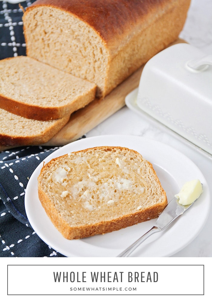 If you love gourmet bread that's easy to make and tastes amazing, this simple Whole Wheat Bread Recipe is just for you! I promise, you can't screw this recipe up. #healthywholebread #homemadebread #easywholewheatbread #homemadewheatbread #howtomakehomemadebread via @somewhatsimple