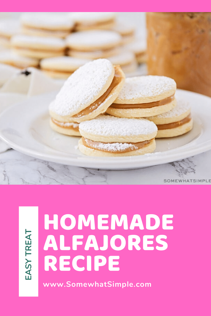 Popular all over Latin America, alfajores are a tasty treat the whole family will enjoy.  This alfajor cookie recipe is super easy to make and sure to satisfy your sweet tooth! Once you've had one of these dulce de leche cookies, you won't be able to put them down! #alfajoresrecipe #easyalfajoresrecipe #bestalfajoresrecipe #howtomakealfajores #homemadealfajores via @somewhatsimple