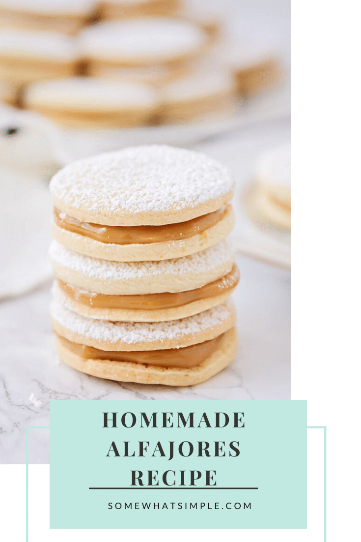 Popular all over Latin America, alfajores are a tasty treat the whole family will enjoy.  This alfajor cookie recipe is super easy to make and sure to satisfy your sweet tooth! Once you've had one of these dulce de leche cookies, you won't be able to put them down! #alfajoresrecipe #easyalfajoresrecipe #bestalfajoresrecipe #howtomakealfajores #homemadealfajores via @somewhatsimple