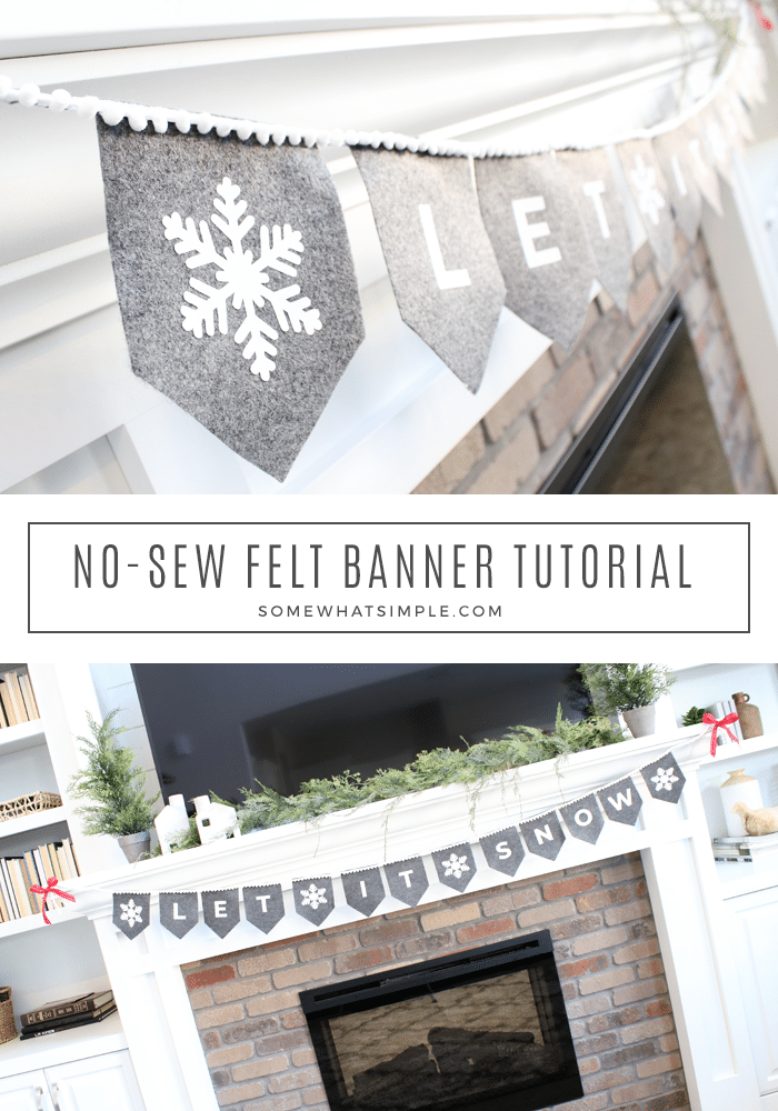 Make a simple felt banner for every holiday and celebration in 30 minutes or less! Our no sew banner tutorial is easy, and the results are darling! #banner #felt #easy #nosew via @somewhatsimple