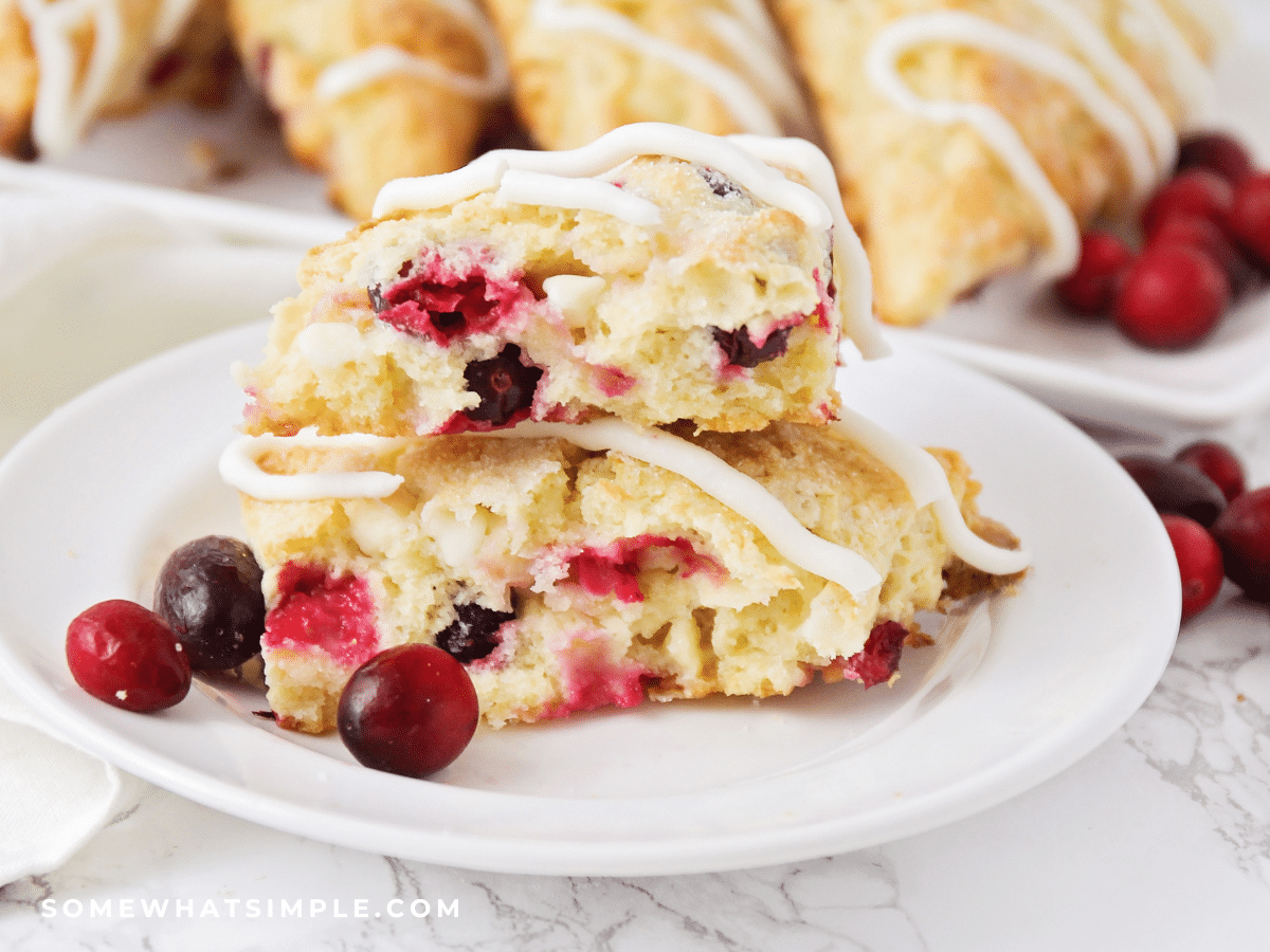 plated, split Cranberry White Chocolate Scones