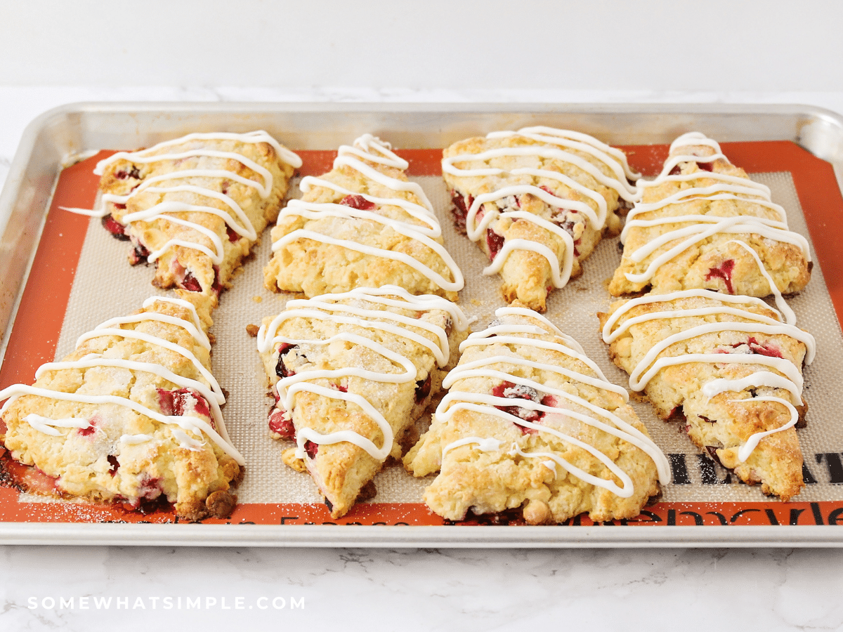 freshly baked scones on a baking tray