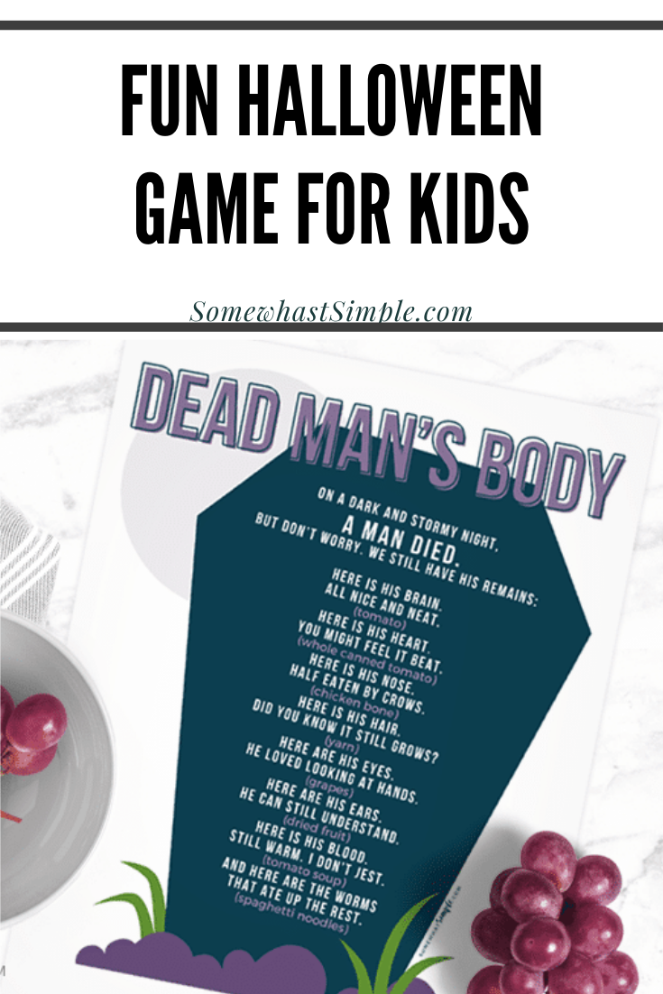 Are you looking for a fun Halloween game for kids to play? Dead Man's Body is a spooky activity kids LOVE!  Pass around covered bowls filled with different "body parts" and let them guess what's inside. It's an easy game and the kids will have so much fun playing it. It's perfect for a school party or a Halloween party at home. via @somewhatsimple