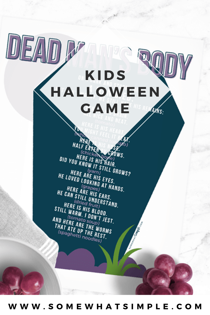 Are you looking for a fun Halloween game for kids to play? Dead Man's Body is a spooky activity kids LOVE!  Pass around covered bowls filled with different "body parts" and let them guess what's inside. It's an easy game and the kids will have so much fun playing it. It's perfect for a school party or a Halloween party at home. via @somewhatsimple