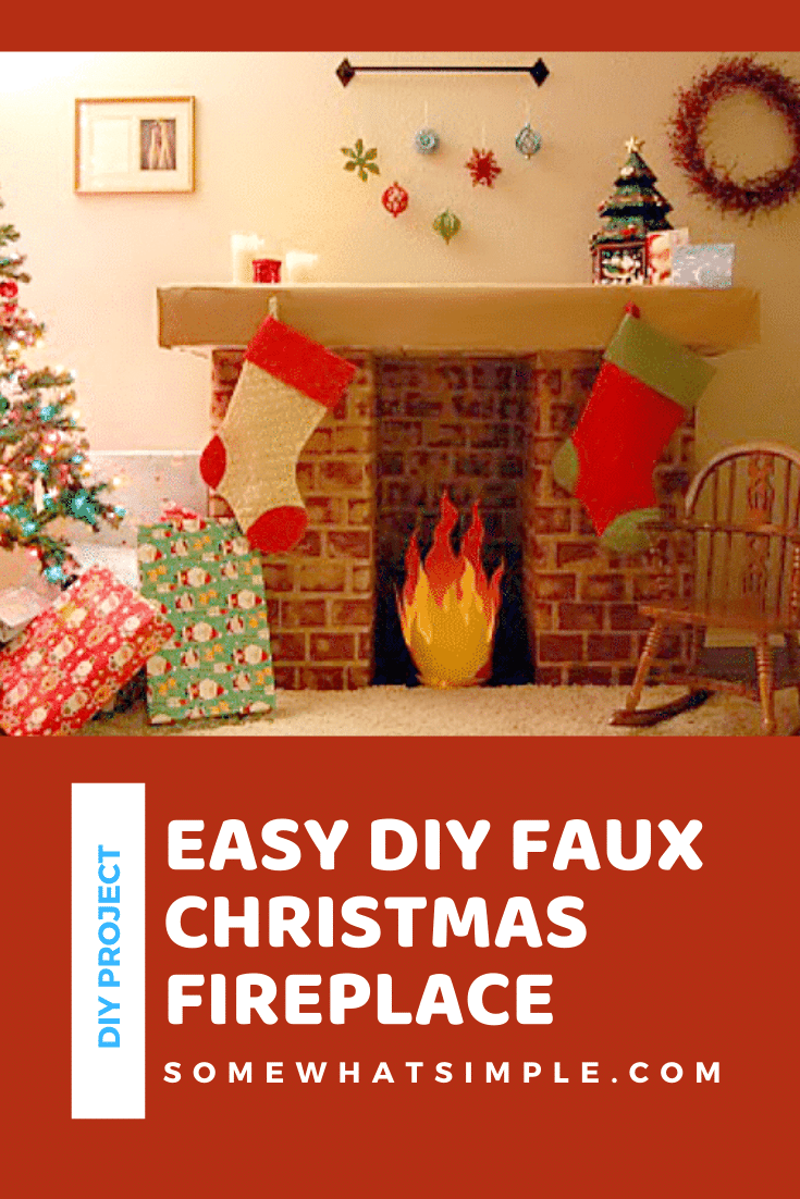 This cardboard faux fireplace is an easy solution for hanging stockings when you don't have one of your own. With easy step by step instructions, this DIY cardboard fireplace is super easy to make. This is perfect for the Christmas holiday season to prepare for Santa's visit. via @somewhatsimple