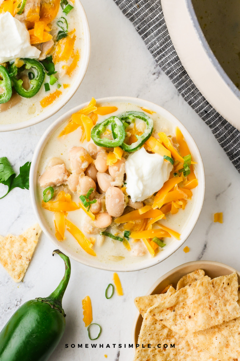 overhead shot of White Chicken Chili