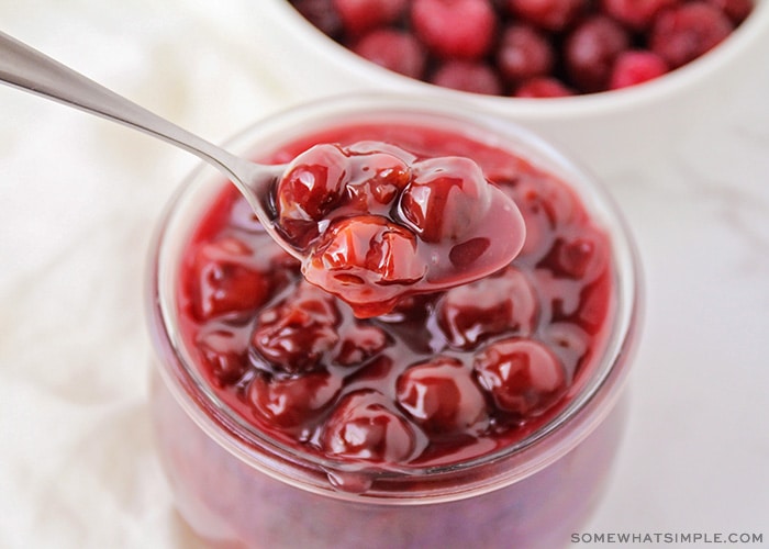 a spoonful of cherry pie filling