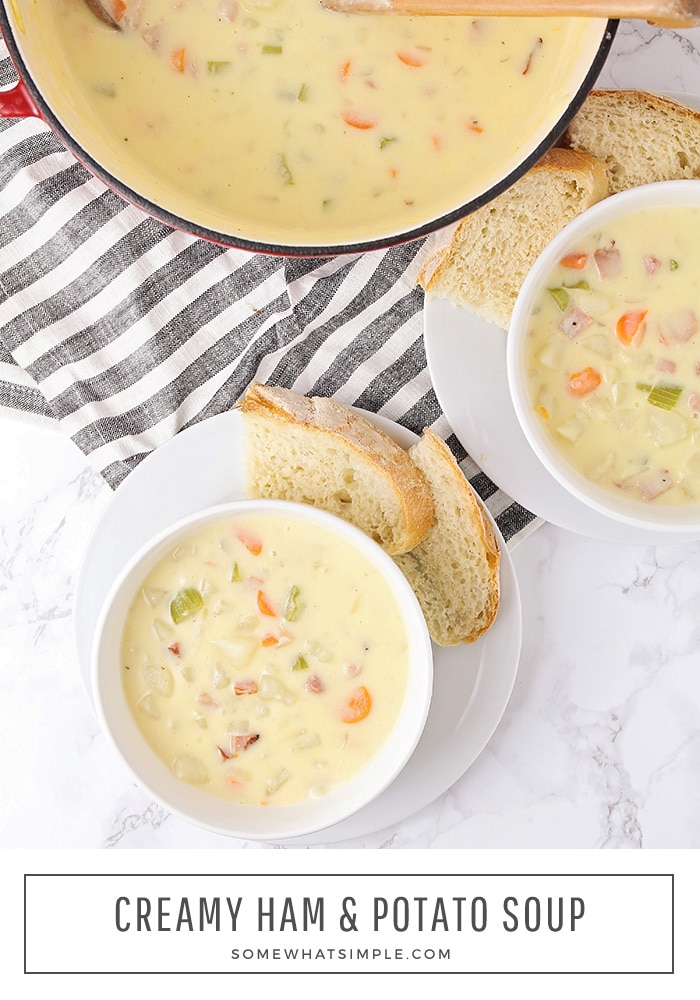 Cheesy Ham and Potato Soup Recipe - Somewhat Simple