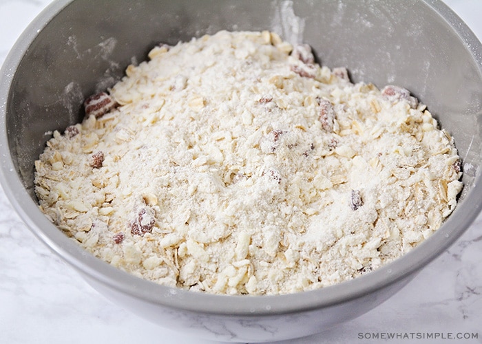 a bowl full of dry ingredients 