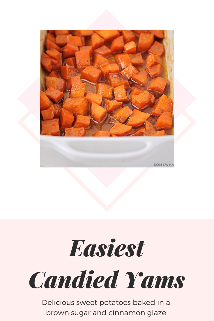 This easy version of Candied Yams is a sweet side dish for your holiday meal. Adding brown sugar and cinnamon makes these tender sweet potatoes even more delicious! via @somewhatsimple