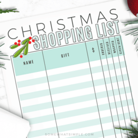 a printable Christmas shopping list template