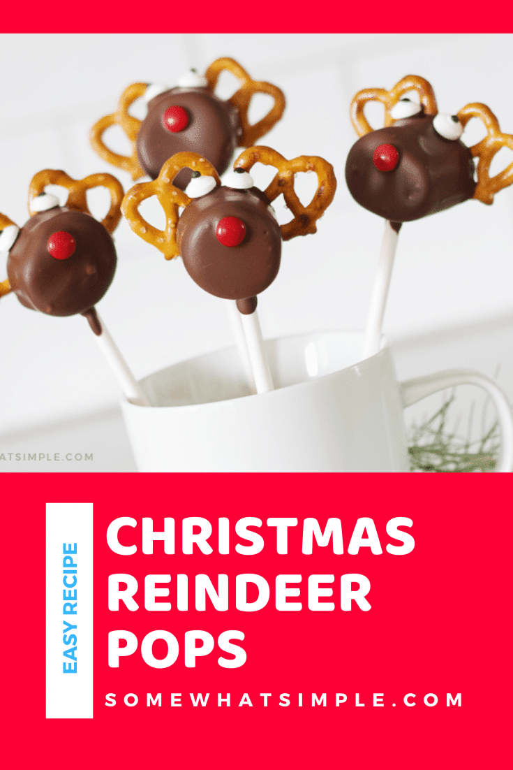 Are you ready for a fun and festive treat for the holiday season? These Reindeer Pretzel Marshmallow Pops are an easy treat your kids will love to create and then devour! They're really easy to assemble and make the perfect holiday treat during the Christmas season. They're made with pretzels, marshmallows and covered in chocolate. I promise, you won't be able to resist this salty sweet treat. via @somewhatsimple