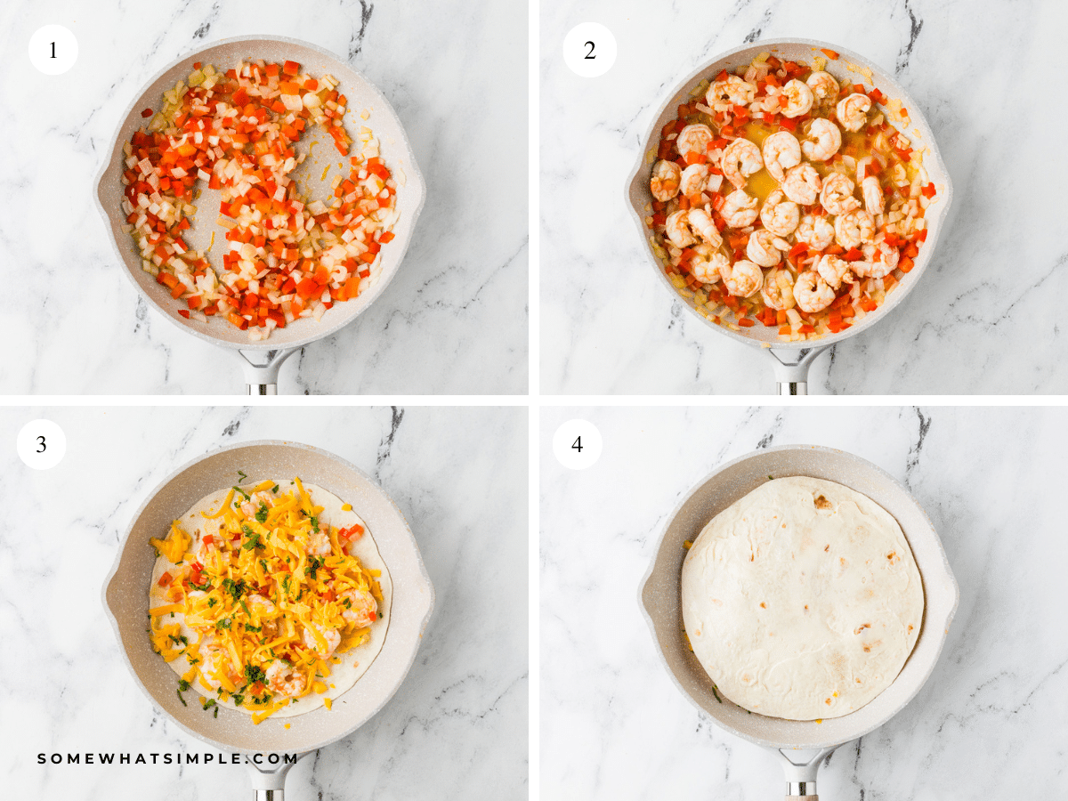 directions on how to make Shrimp Quesadillas