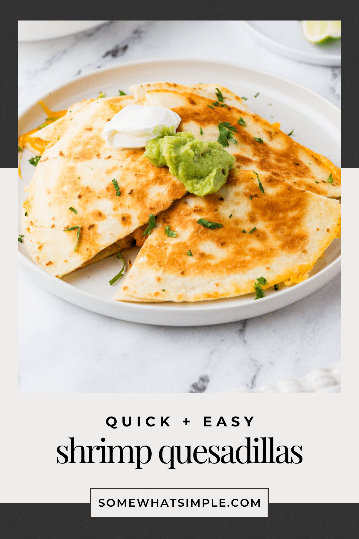 These easy shrimp quesadillas are loaded with juicy shrimp, melted cheese, and bold flavors—all ready in just a few minutes! via @somewhatsimple