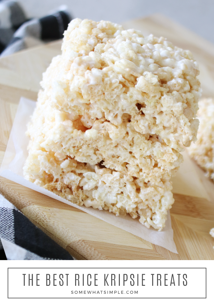 A classic recipe gets made with one secret ingredient that keeps them soft and chewy but not too sticky! These are made using marshmallow cream and are absolutely the best Rice Krispie Treats you'll EVER eat! #softricekrispietreats #bestricekrispietreats #marshmallowcreamricekrispietreats #ricekrispietreatidea #howtomakesoftricekrispietreats via @somewhatsimple