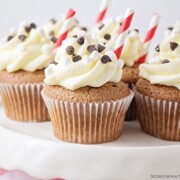 a tray of hot chocolate cupcakes