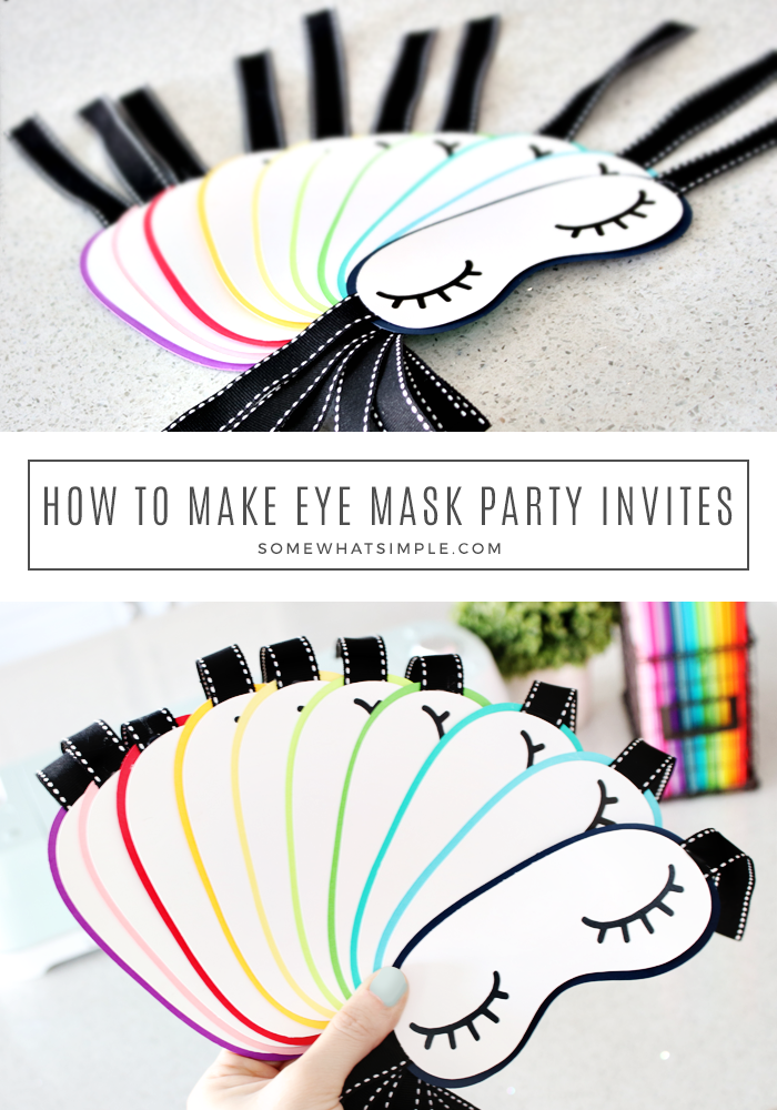 Start you pajama party off right with these darling Sleep Mask Party Invitations! These invites are so creative and cute, your guests will never guess that they take just minutes to make! #pajamaparty #invitations #birthday #littlegirl #girlsbirthday #birthdayinvitations via @somewhatsimple