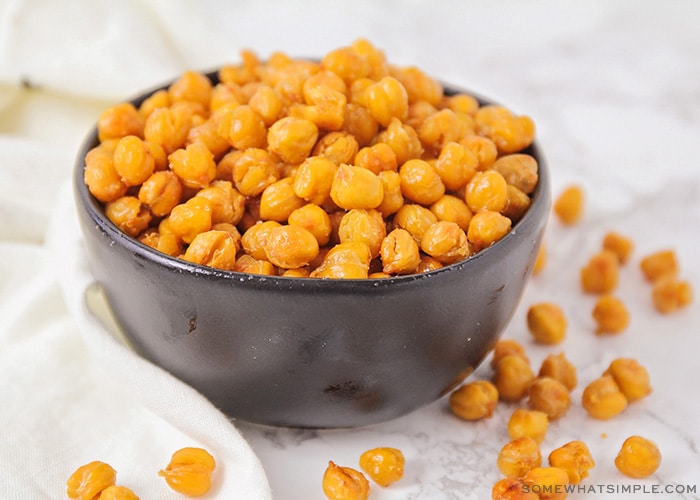 a bowl of roasted salt and vinegar chickpeas