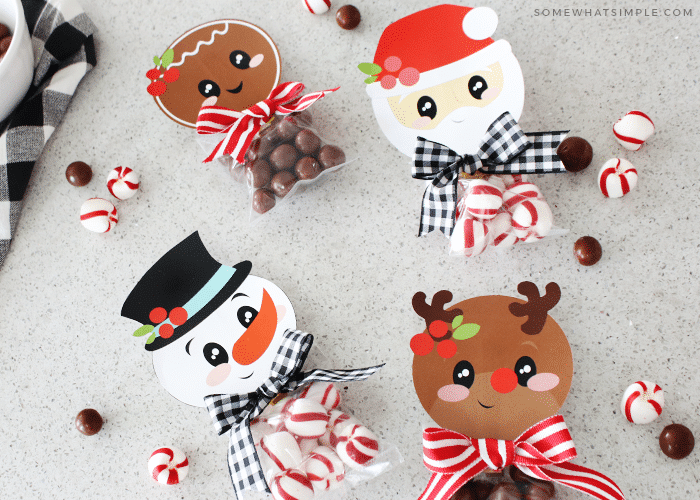 Christmas treat bags with 4 different bag toppers