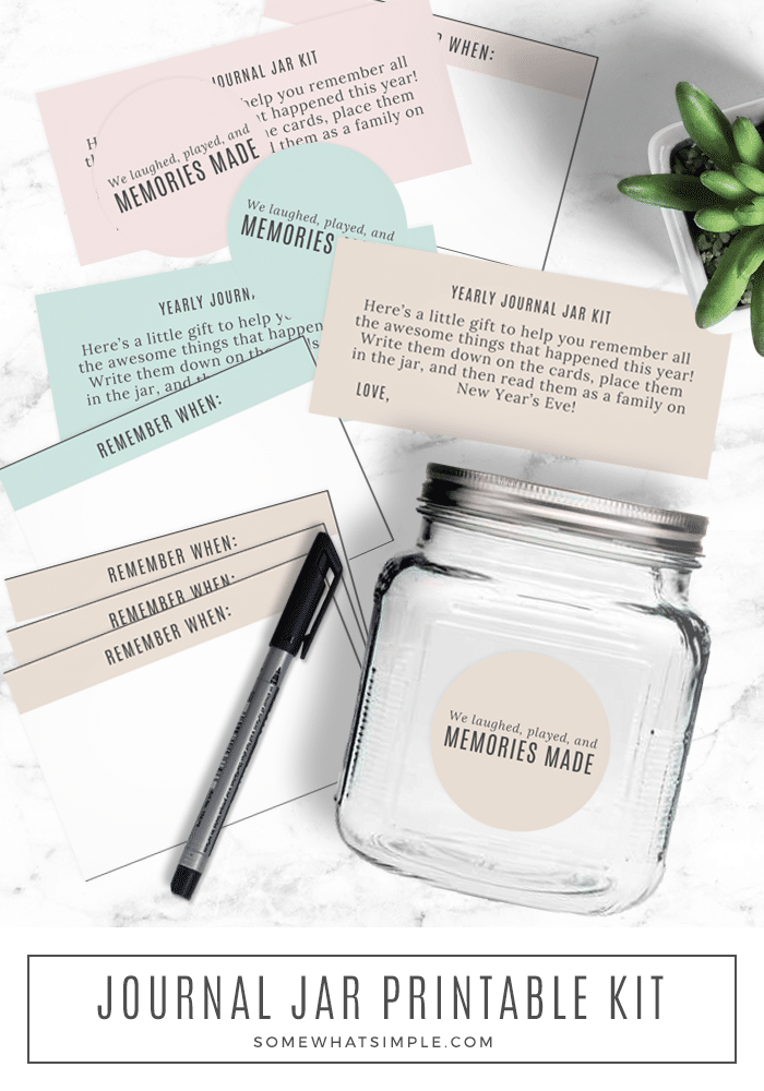 Hang on to your hats my friends, we've put together this year's Journal Jar Kit with a label + journaling cards! (And they turned out darling!) #journal #family #creative #ideas #prompts #journaling via @somewhatsimple