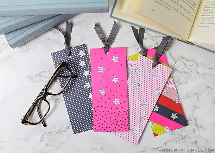DIY Bookmarks with cardstock and ribbon