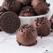 Oreo cookie truffles on a counter