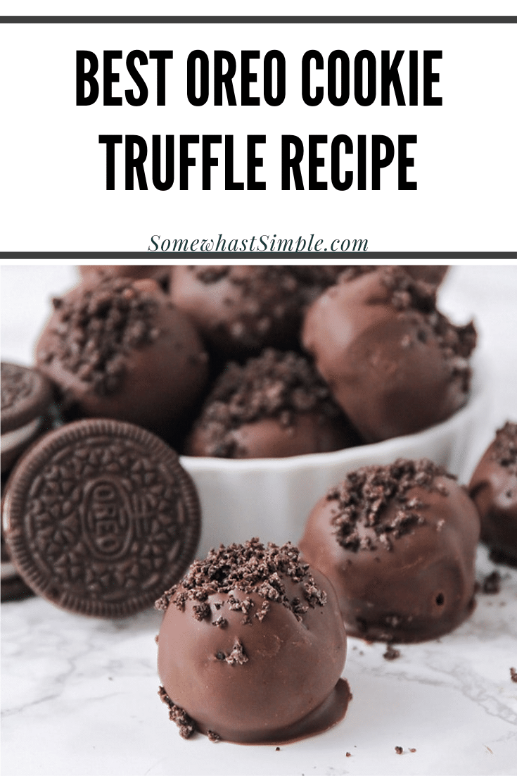 Oreo Cookie Truffles are an easy dessert that are made with the amazing combo of Oreo cookies and cream cheese. You only need 3 ingredients, so they're really easy to make and can be prepared in about 5 mins! These Oreo cookie balls are no bake and no fuss. I promise, you're going to love these! via @somewhatsimple