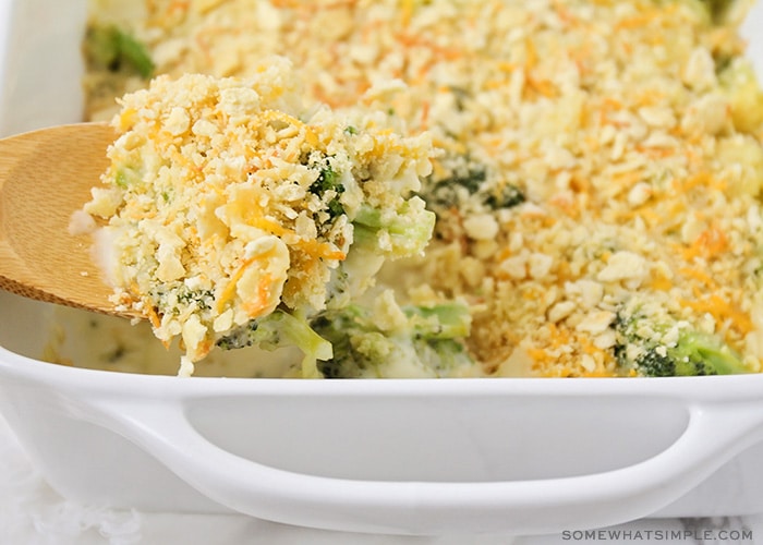 a freshly baked broccoli casserole