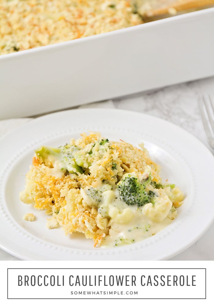 Broccoli Cheese Casserole is simple, quick and tastes amazing! It's a delicious side dish for any meal but is hearty enough to stand alone as an easy weeknight dinner! Made with fresh broccoli and cheddar cheese, this casserole will quickly become one of your favorites! #broccolicheesecasserole #broccolicheesecasserolerecipe #healthybroccolicheesecasserole #broccoliecheddarcasseroleritzcrackers #easybroccolicheesecasserole via @somewhatsimple