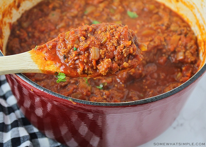 a pot of homemade spaghetti sauce