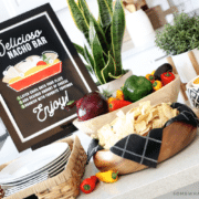 a nacho bar set out on a counter