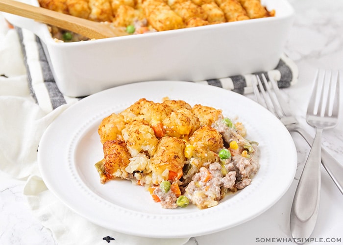 a serving of tater tot casserole