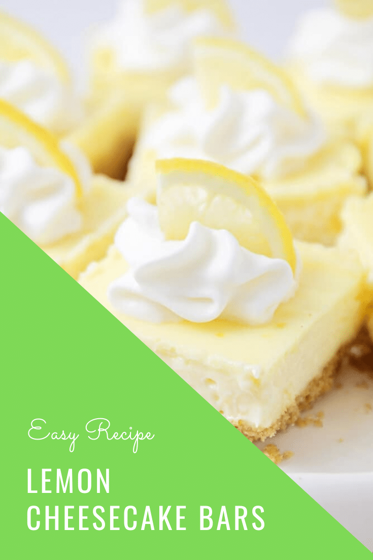 Perfectly light and sweet, these lemon cheesecake bars are great for a spring or summer dessert! Made with a graham cracker base and a delicious lemon cheesecake filling, these bars are simply irresistible. #lemoncheesecakebars #easylemoncheesecakebars #lemondessertrecipe #bestlemondessert #cheesecakebarrecipe via @somewhatsimple