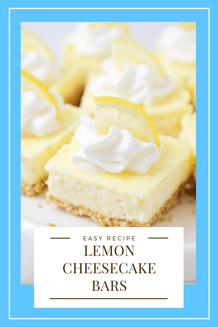 Perfectly light and sweet, these lemon cheesecake bars are great for a spring or summer dessert! Made with a graham cracker base and a delicious lemon cheesecake filling, these bars are simply irresistible. #lemoncheesecakebars #easylemoncheesecakebars #lemondessertrecipe #bestlemondessert #cheesecakebarrecipe via @somewhatsimple