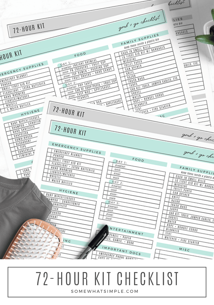 72 hour emergency kit list free printable