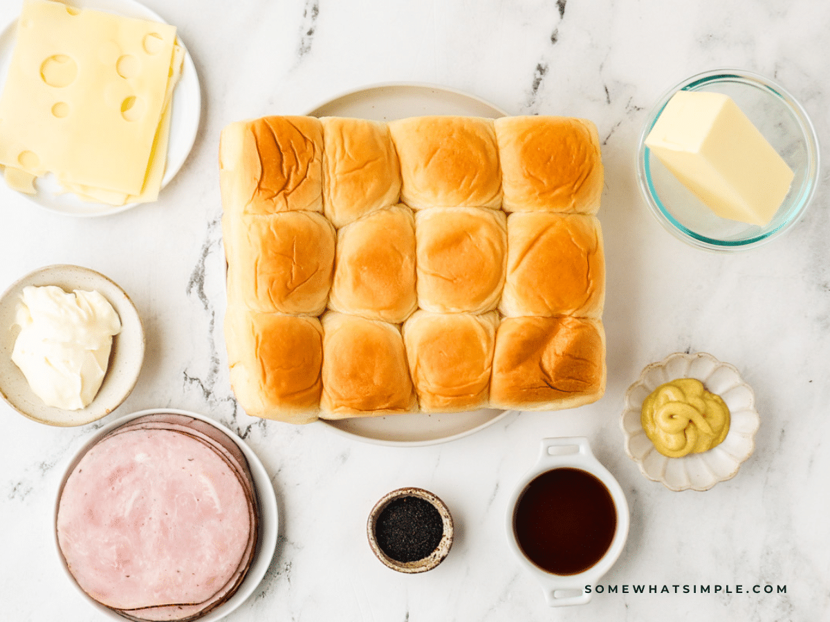 ingredients used to make Ham and Cheese Sliders