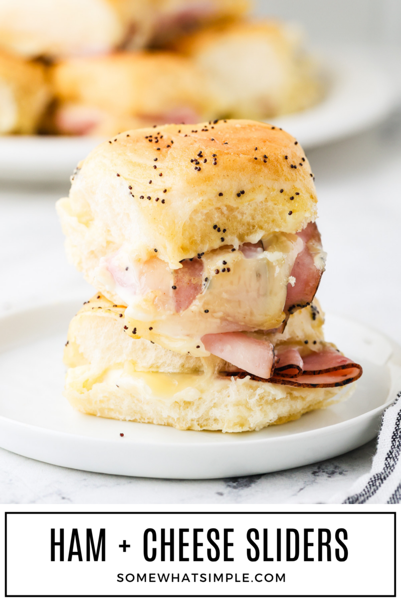 Ham and Cheese Sliders with a text overlay