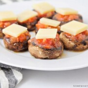 stuffed mushrooms with bruschetta and cheese