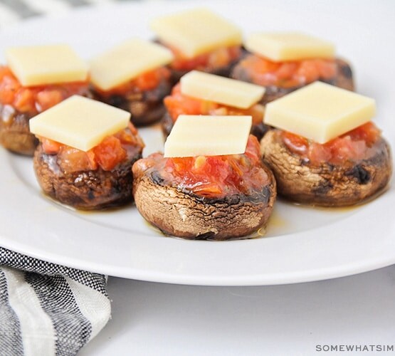 stuffed mushrooms with bruschetta and cheese