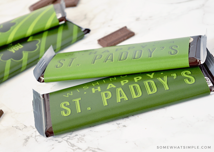 candy bars covered with a st paddy's day label