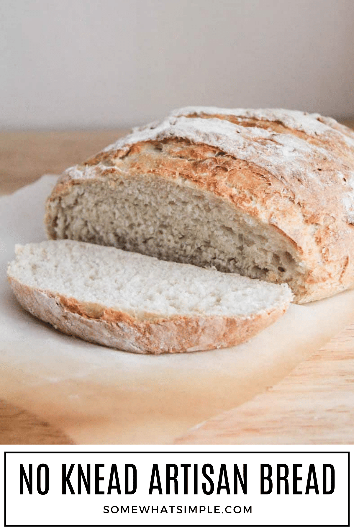 This no knead artisan bread has a crisp crust, soft center, and simple ingredients. An easy artisan bread recipe that turns out perfect every time. via @somewhatsimple