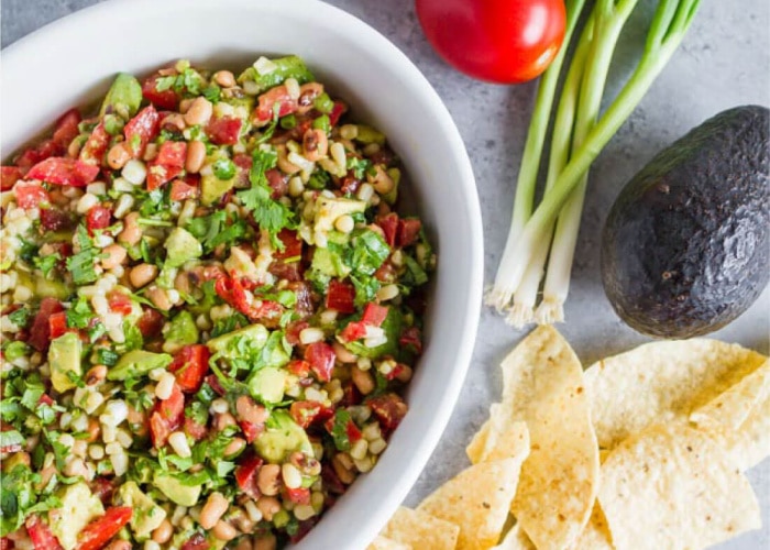 a fresh bowl of corn salsa