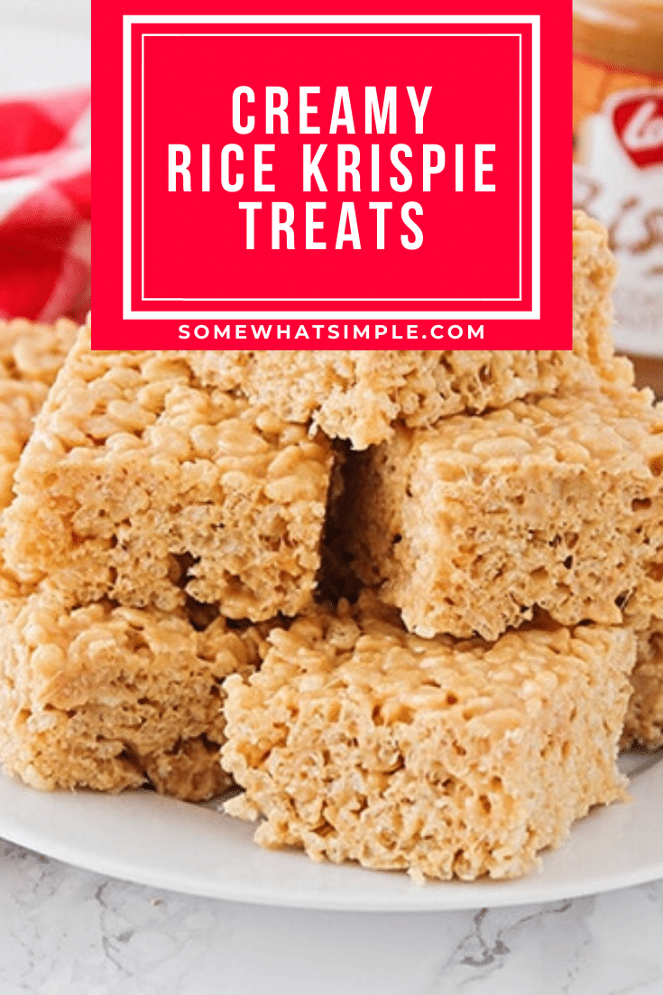 This rice crispy recipe just might change the way you make rice crispy treats forever!!! It is as simple as the rice crispy treat recipe you grew up on, but with one extra ingredient that makes all the difference in the world! They come out extra creamy and delicious and you're guaranteed to love them! #easyricekrispietreats #ricecrispies #ricekrispy #creamyricekrispietreatrecipe #ricecrispytreats #ricekrispietreats via @somewhatsimple