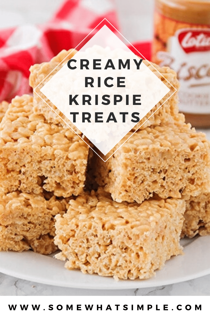 This rice crispy recipe just might change the way you make rice crispy treats forever!!! It is as simple as the rice crispy treat recipe you grew up on, but with one extra ingredient that makes all the difference in the world! They come out extra creamy and delicious and you're guaranteed to love them! #easyricekrispietreats #ricecrispies #ricekrispy #creamyricekrispietreatrecipe #ricecrispytreats #ricekrispietreats via @somewhatsimple