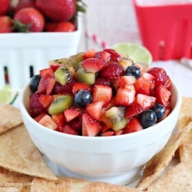 a bowl of strawberry salsa