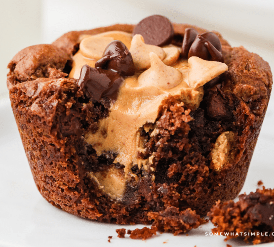PB Cup Brownie with oozing peanut butter