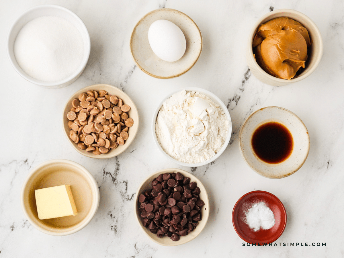ingredients to make PB Cup Brownies