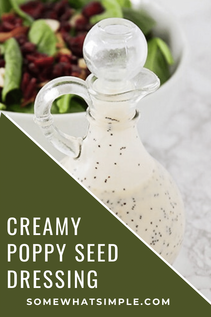 Making your own poppy seed dressing is the perfect way to kick your salad game up a notch! With two different versions, you can enjoy a creamy poppy seed dressing or a vinaigrette. Both are super simple to make and taste amazing! #dressing #poppyseedvinaigrette #dressingrecipe #salad #saladdressing #poppyseed #creamypoppyseeddressing #poppyseedsaladdressing via @somewhatsimple