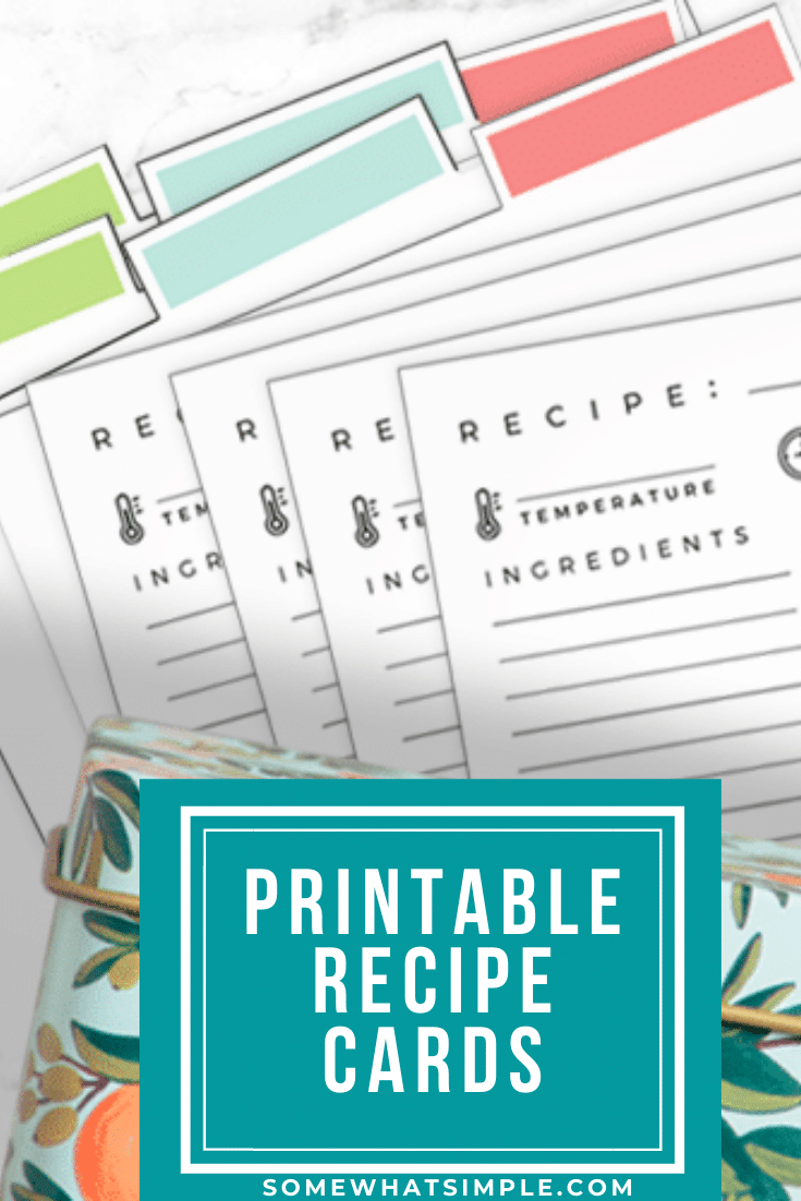 Make your recipe box look better than ever with our free printable recipe card template! This is an organized way to save your family's favorite recipes so you can use them whenever you want! #recipecardtemplate #recipecardfreeprintables #freedownload #free #recipecarddesign via @somewhatsimple